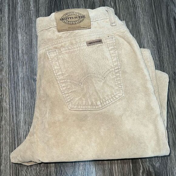 Skotts Tan Suede Leather Pants Size 14/26 - Picture 13 of 13